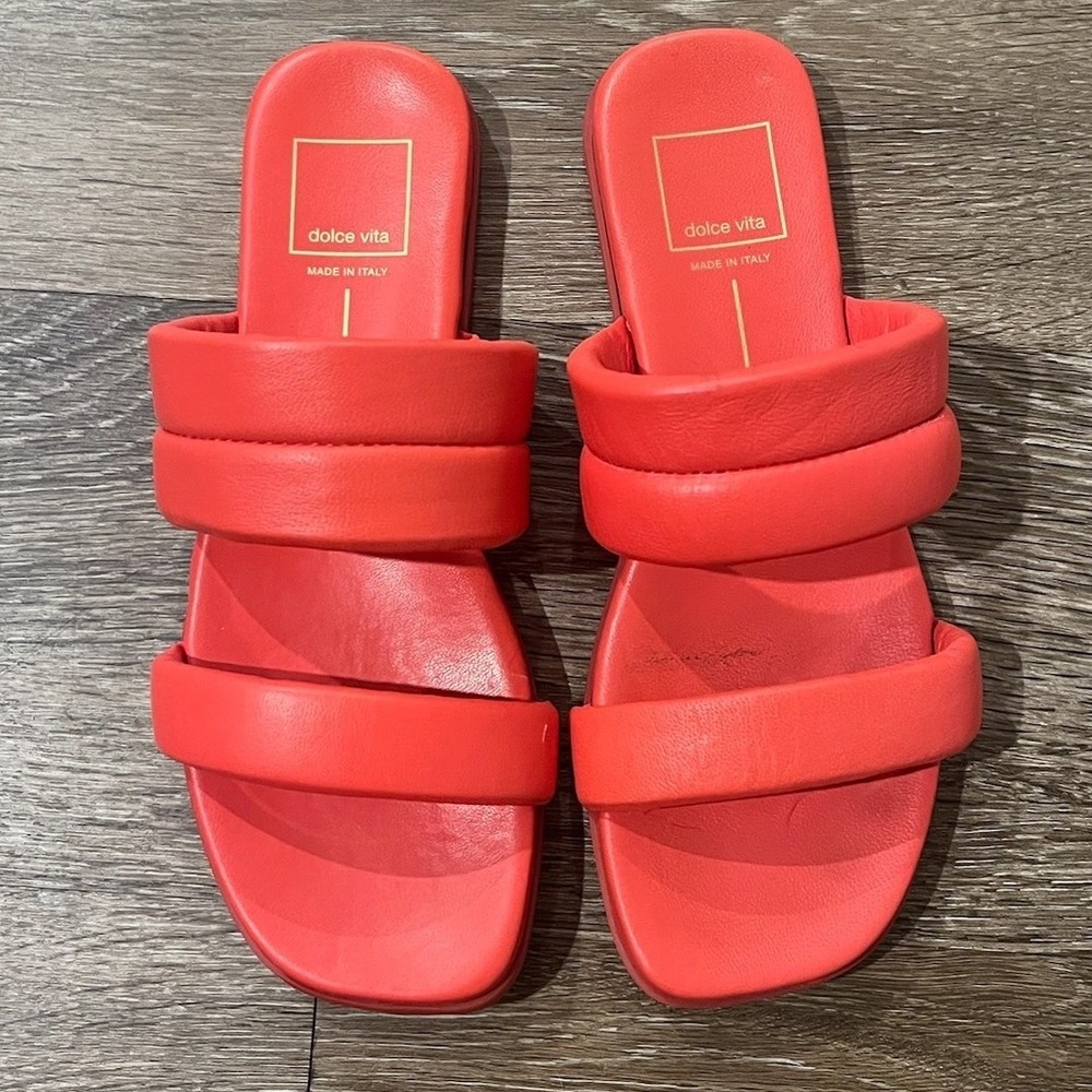 Dolce Vita Padded Slide Sandals Double Strap‎ Slip On Red Size 6
